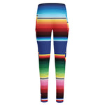 Ethnic Mexican Serape Pattern Print High-Waisted Pocket Leggings