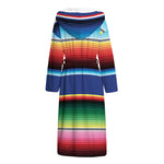 Ethnic Mexican Serape Pattern Print Hooded Bathrobe