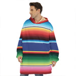 Ethnic Mexican Serape Pattern Print Hoodie Blanket