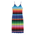 Ethnic Mexican Serape Pattern Print Jersey Midi Cami Dress