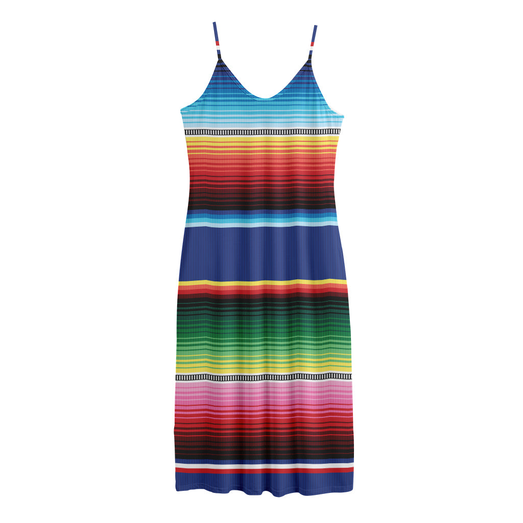 Ethnic Mexican Serape Pattern Print Jersey Midi Cami Dress