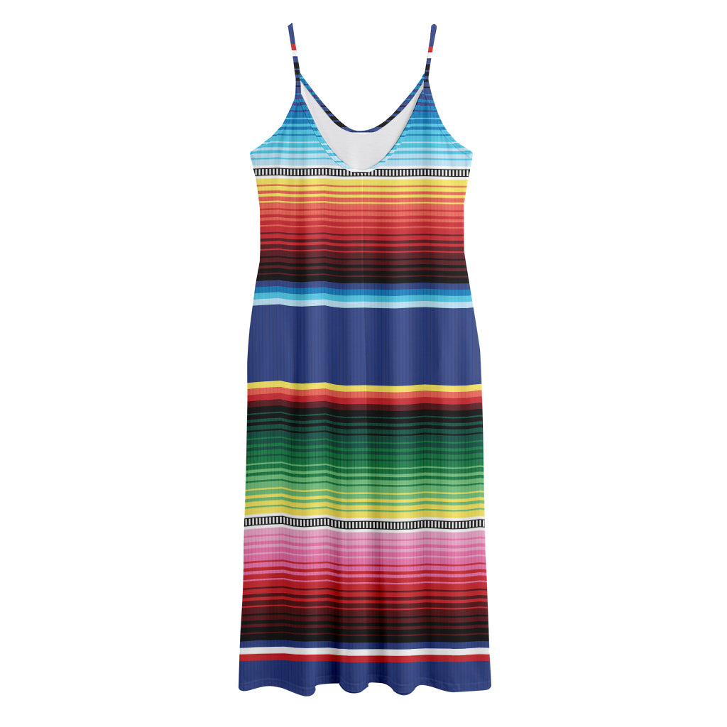 Ethnic Mexican Serape Pattern Print Jersey Midi Cami Dress