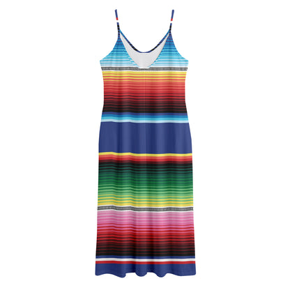 Ethnic Mexican Serape Pattern Print Jersey Midi Cami Dress