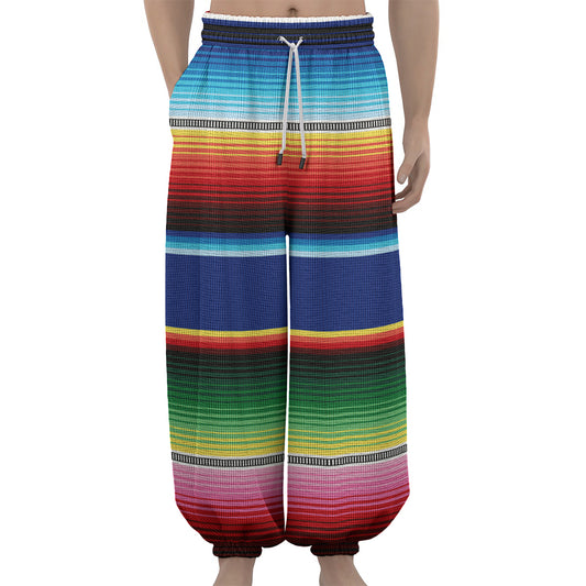 Ethnic Mexican Serape Pattern Print Lantern Pants