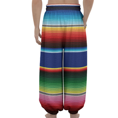 Ethnic Mexican Serape Pattern Print Lantern Pants