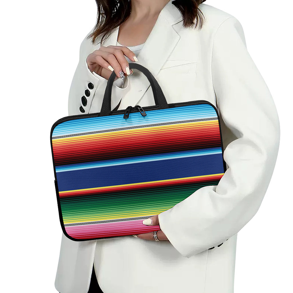 Ethnic Mexican Serape Pattern Print Laptop Sleeve With Handle