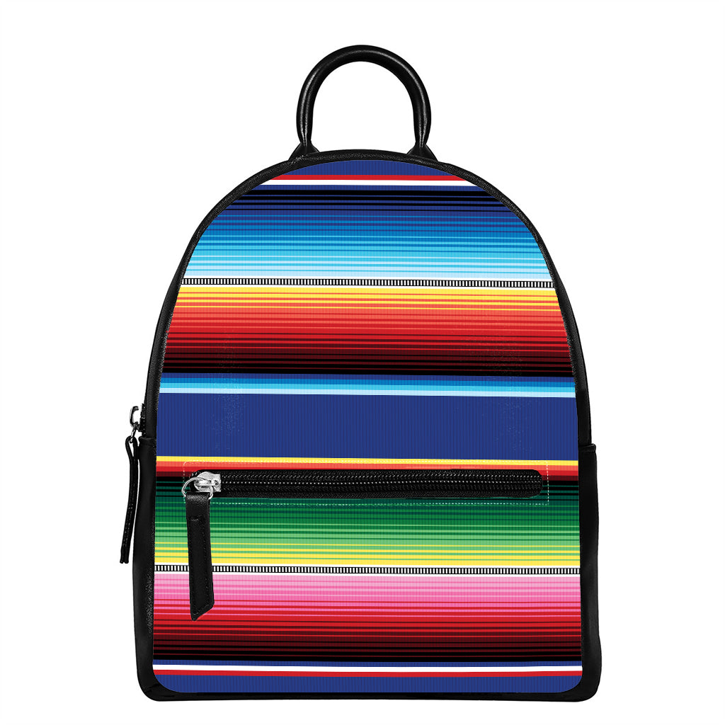 Ethnic Mexican Serape Pattern Print Leather Backpack
