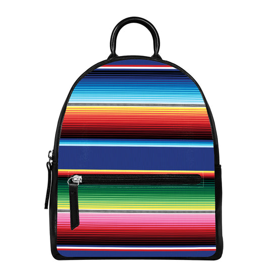 Ethnic Mexican Serape Pattern Print Leather Backpack