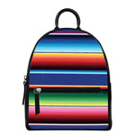 Ethnic Mexican Serape Pattern Print Leather Backpack