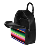 Ethnic Mexican Serape Pattern Print Leather Backpack