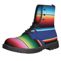Ethnic Mexican Serape Pattern Print Lace-Up Boots