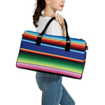 Ethnic Mexican Serape Pattern Print Leather Duffle Bag