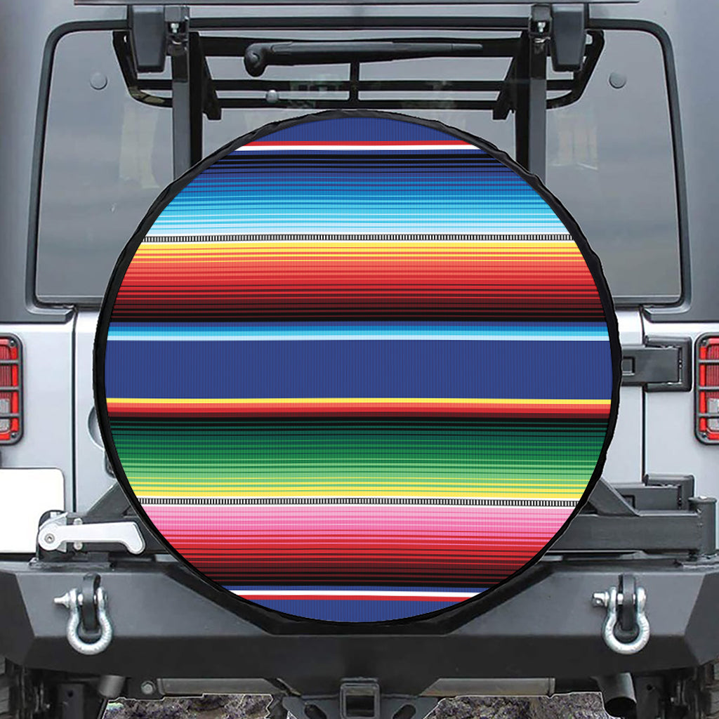 Ethnic Mexican Serape Pattern Print Leather Spare Tire Cover