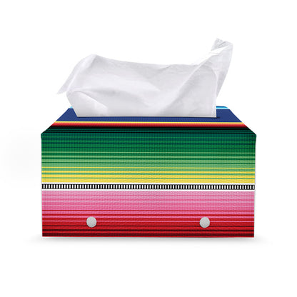 Ethnic Mexican Serape Pattern Print Leather Tissue Box Cover