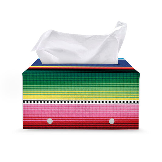 Ethnic Mexican Serape Pattern Print Leather Tissue Box Cover
