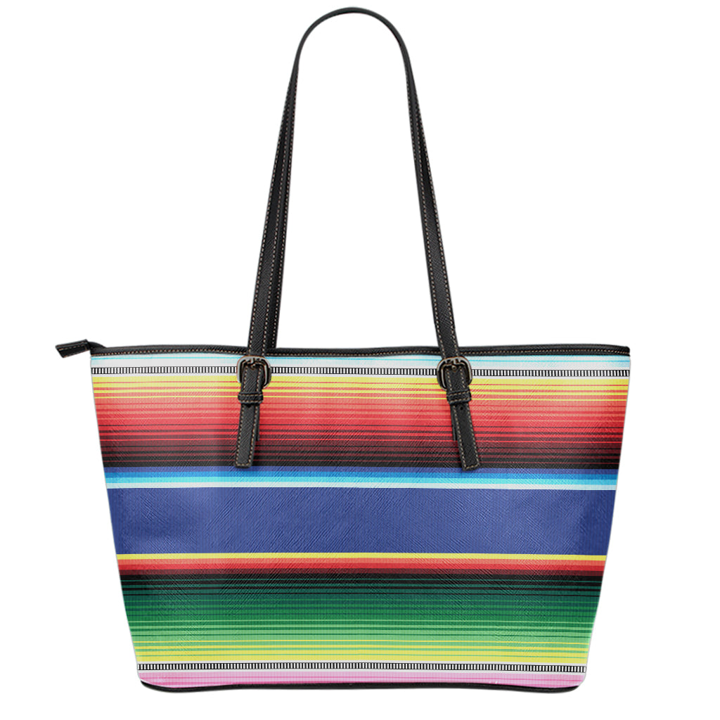 Ethnic Mexican Serape Pattern Print Leather Tote Bag