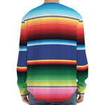 Ethnic Mexican Serape Pattern Print Long Sleeve Baseball Jersey