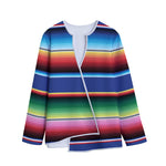 Ethnic Mexican Serape Pattern Print Long Sleeve Short Coat