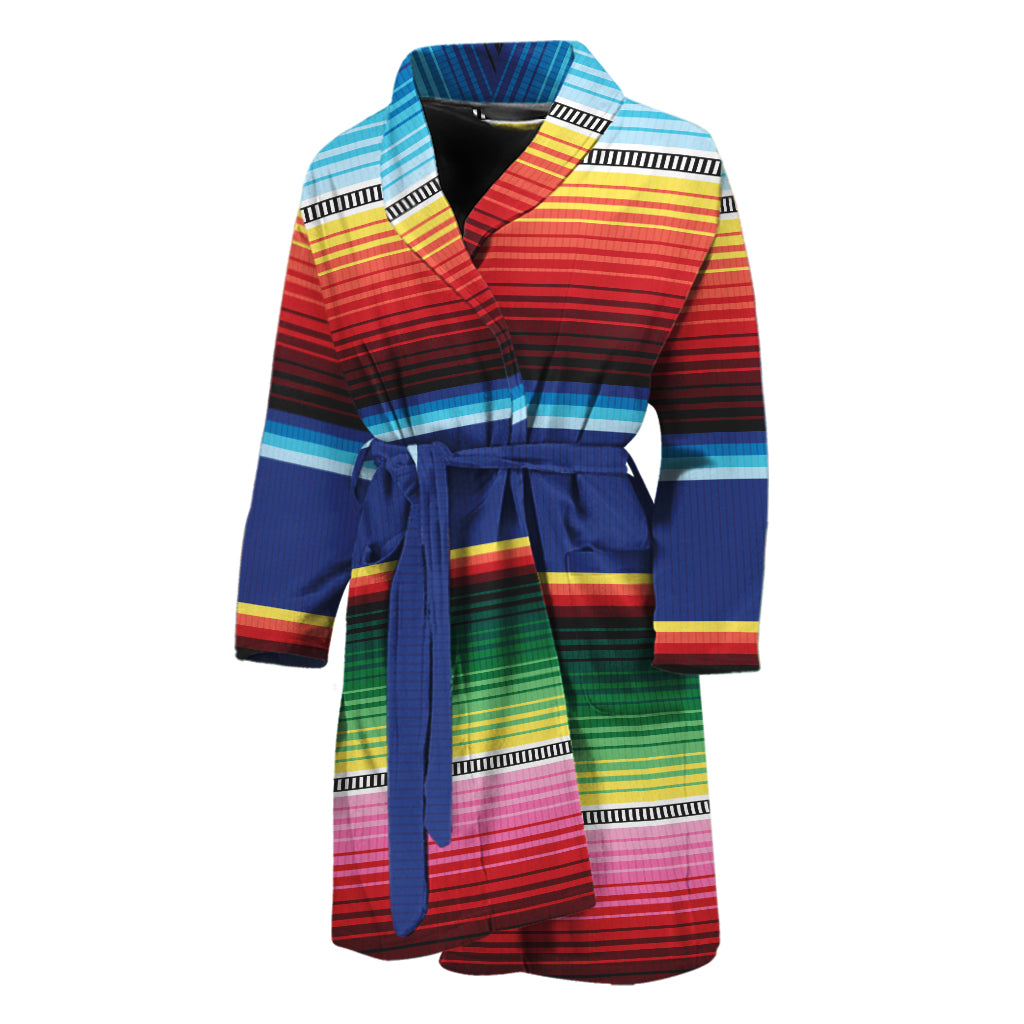 Ethnic Mexican Serape Pattern Print Men's Bathrobe