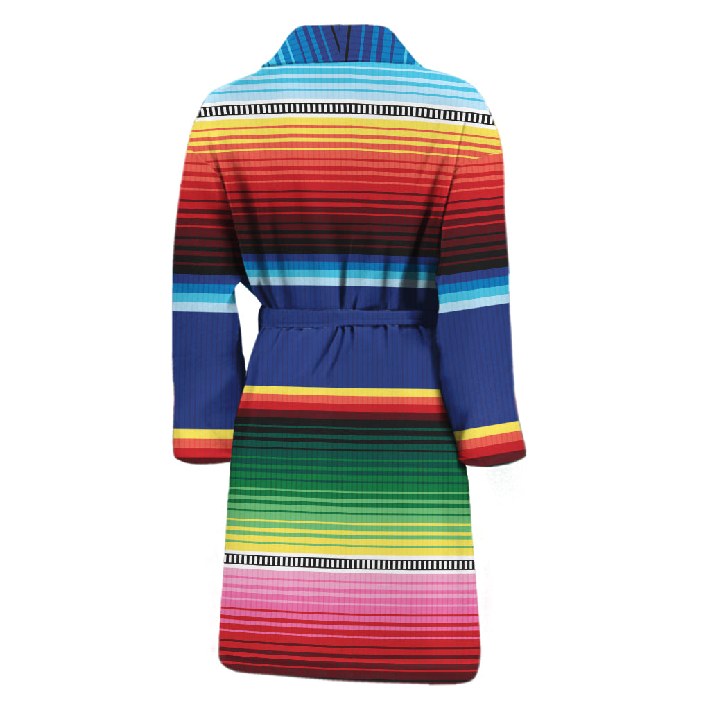 Ethnic Mexican Serape Pattern Print Men's Bathrobe