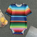 Ethnic Mexican Serape Pattern Print Men's Bodysuit