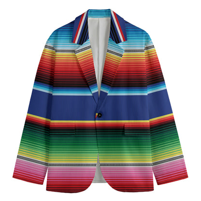 Ethnic Mexican Serape Pattern Print Men's Cotton Blazer