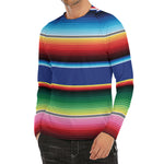 Ethnic Mexican Serape Pattern Print Men's Long Sleeve Rash Guard