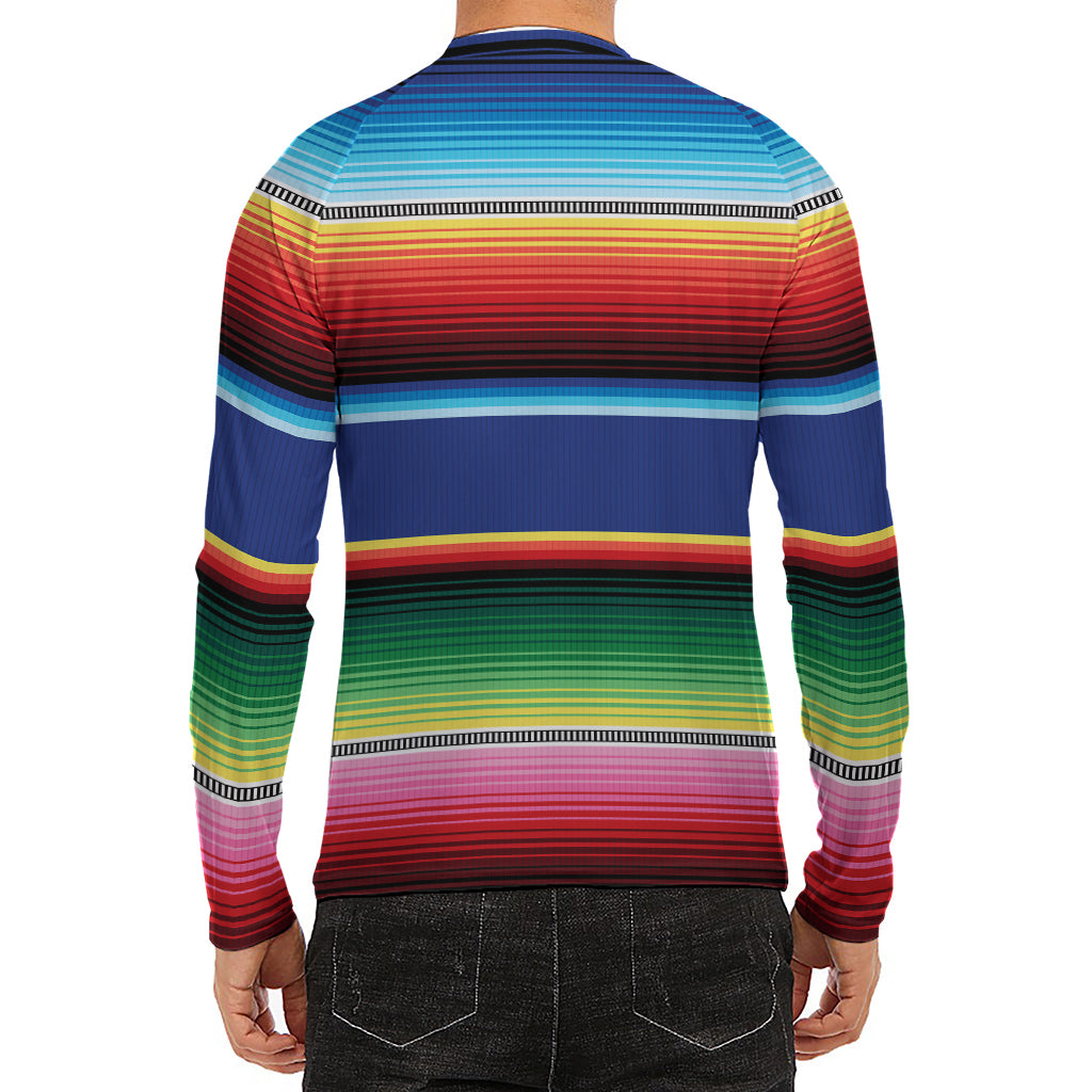 Ethnic Mexican Serape Pattern Print Men's Long Sleeve Rash Guard