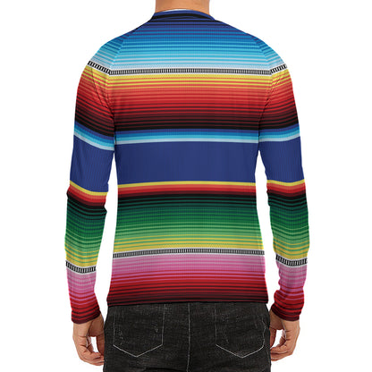 Ethnic Mexican Serape Pattern Print Men's Long Sleeve Rash Guard