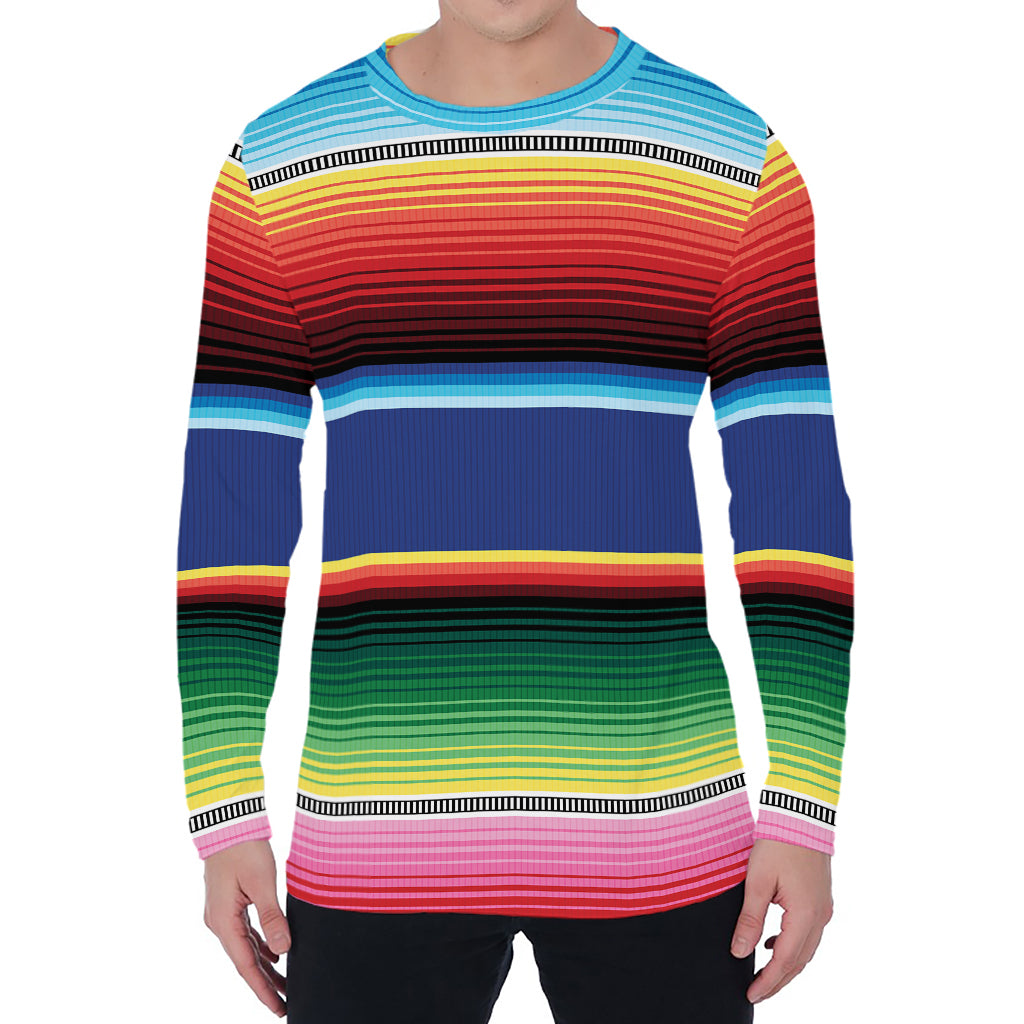 Ethnic Mexican Serape Pattern Print Men's Long Sleeve T-Shirt