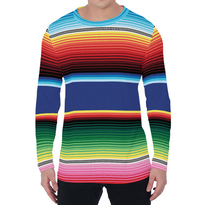 Ethnic Mexican Serape Pattern Print Men's Long Sleeve T-Shirt