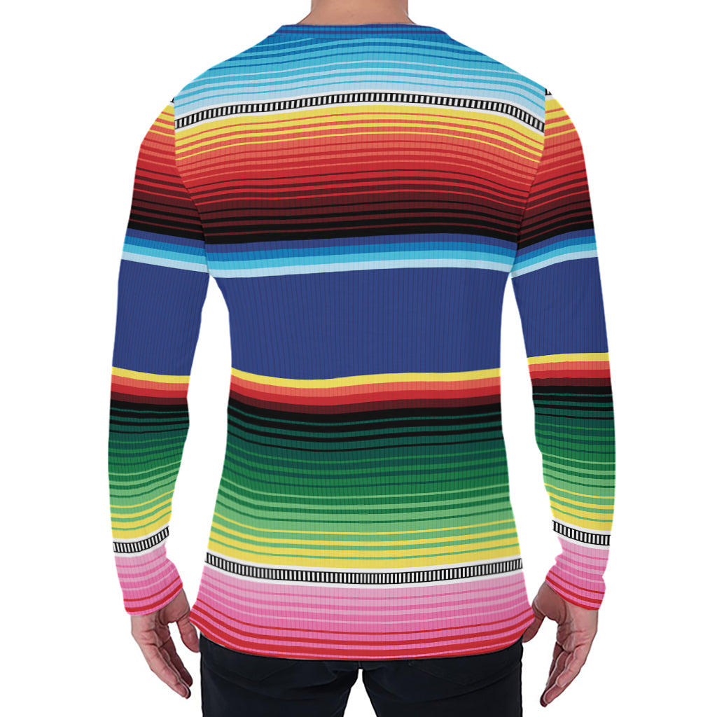 Ethnic Mexican Serape Pattern Print Men's Long Sleeve T-Shirt