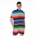 Ethnic Mexican Serape Pattern Print Men's Romper