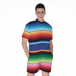 Ethnic Mexican Serape Pattern Print Men's Rompers