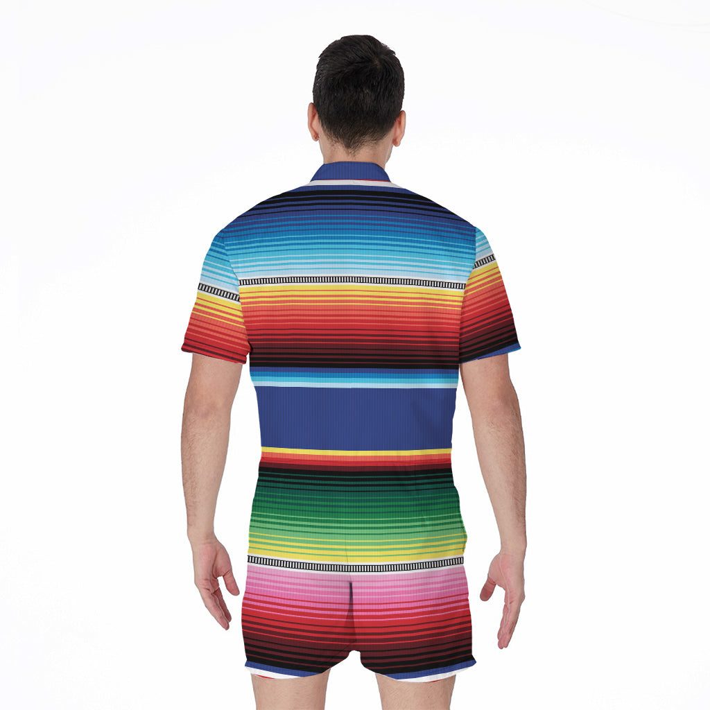 Ethnic Mexican Serape Pattern Print Men's Rompers