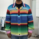 Ethnic Mexican Serape Pattern Print Men's Shirt Jacket