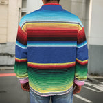 Ethnic Mexican Serape Pattern Print Men's Shirt Jacket