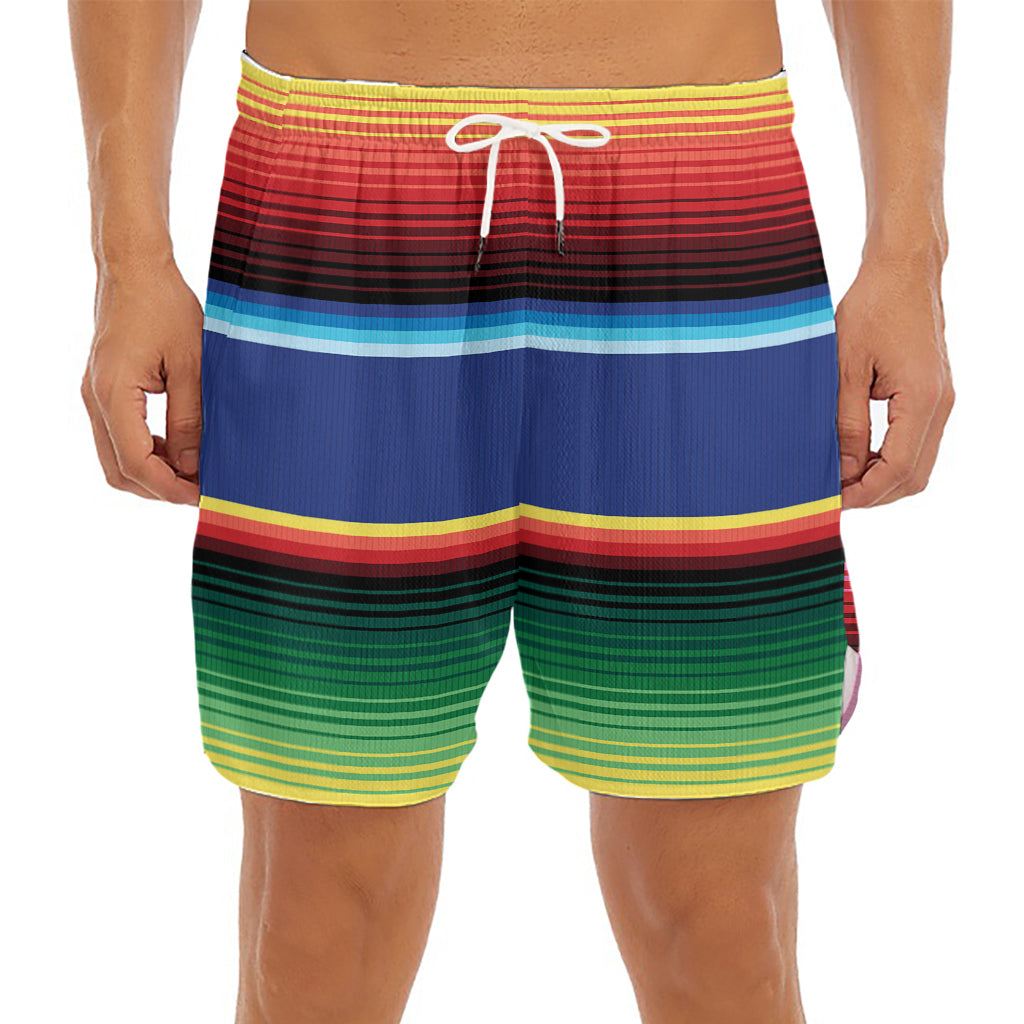 Ethnic Mexican Serape Pattern Print Men's Split Running Shorts