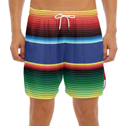 Ethnic Mexican Serape Pattern Print Men's Split Running Shorts