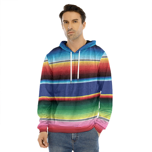 Ethnic Mexican Serape Pattern Print Men's Velvet Pullover Hoodie