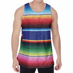 Ethnic Mexican Serape Pattern Print Men's Velvet Tank Top
