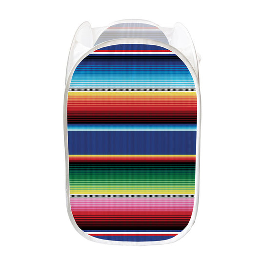 Ethnic Mexican Serape Pattern Print Mesh Laundry Hamper