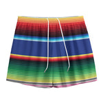 Ethnic Mexican Serape Pattern Print Mesh Shorts