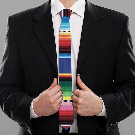 Ethnic Mexican Serape Pattern Print Necktie