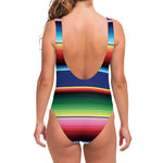 Ethnic Mexican Serape Pattern Print One Piece Swimsuit