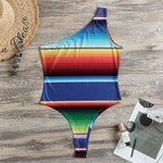 Ethnic Mexican Serape Pattern Print One Shoulder Bodysuit