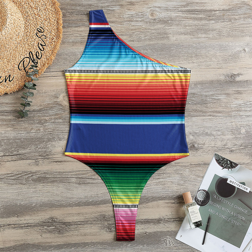 Ethnic Mexican Serape Pattern Print One Shoulder Bodysuit