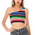 Ethnic Mexican Serape Pattern Print One Shoulder Crop Top