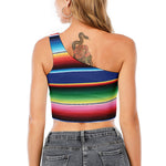Ethnic Mexican Serape Pattern Print One Shoulder Crop Top