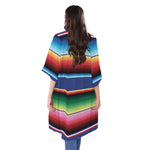Ethnic Mexican Serape Pattern Print Open Front Beach Cover Up